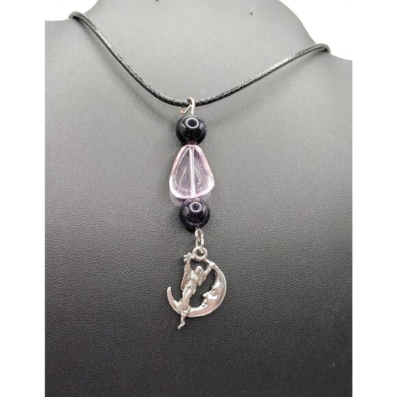New Moon Star Goddess Lady Blue Goldstone Necklace - Picture 1 of 3